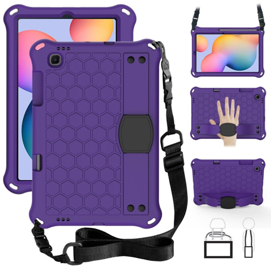 For Samsung Galaxy Tab S6 Lite P610 Honeycomb EVA + PC Shockproof Case with Strap(Purple+Black) - Tab S6 Lite P610 / P615 by buy2fix | Online Shopping UK | buy2fix