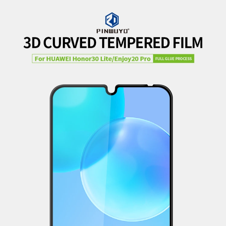 For Huawei Enjoy20 Pro/Honor30 Lite PINWUYO 9H 3D Curved Full Screen Explosion-proof Tempered Glass Film(Black) - Huawei Tempered Glass by PINWUYO | Online Shopping UK | buy2fix