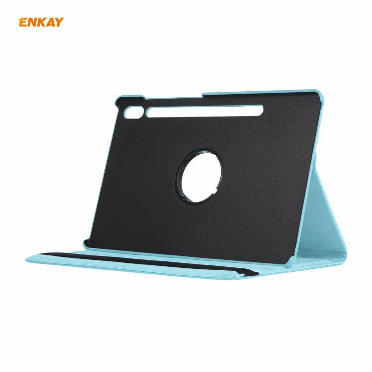 ENKAY for Samsung Galaxy Tab S8 / Galaxy Tab S7 11.0 T870 / T875 ENK-8012 360 Degree Rotation Litchi Texture Horizontal Flip PU Leather Smart Case with Holder & Sleep / Wake-up(Light Blue) - Galaxy Tab S8 Cases by ENKAY | Online Shopping UK | buy2fix