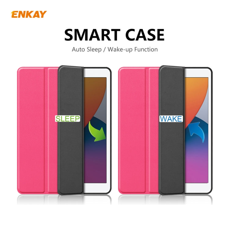 For iPad 10.2 2021 / 2020 / 2019 ENKAY ENK-8016 PU Leather + TPU Smart Case with Pen Slot(Rose Red) - iPad 10.2 Cases by ENKAY | Online Shopping UK | buy2fix