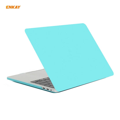 ENKAY 3 in 1 Matte Laptop Protective Case + EU Version TPU Keyboard Film + Anti-dust Plugs Set for MacBook Pro 13.3 inch A1706 / A1989 / A2159 (with Touch Bar)(Cyan) - MacBook Pro Cases by ENKAY | Online Shopping UK | buy2fix