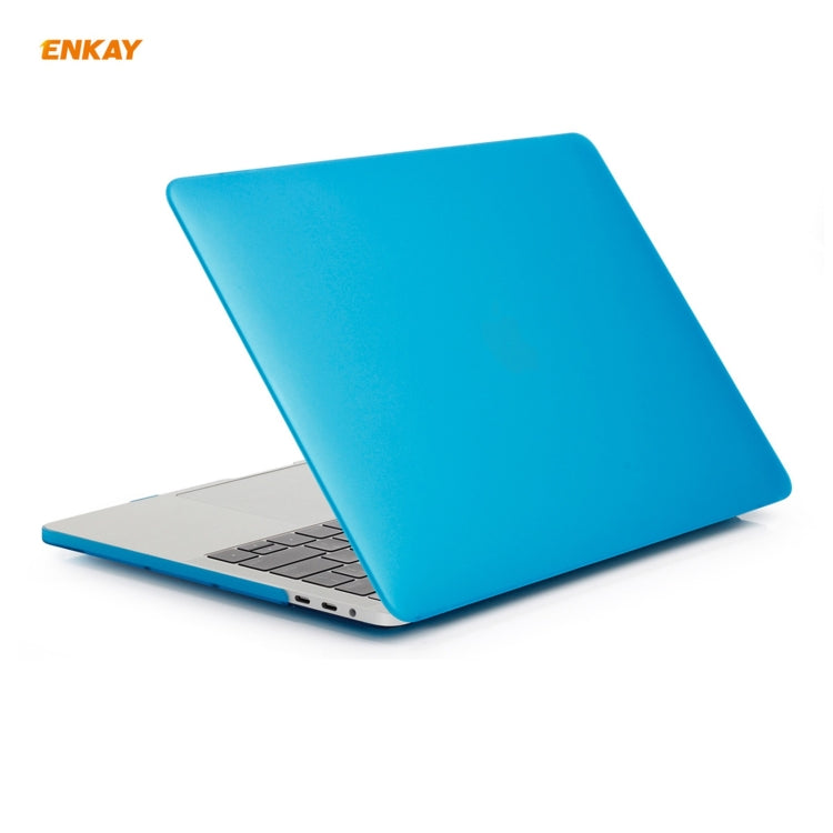 ENKAY 3 in 1 Matte Laptop Protective Case + US Version TPU Keyboard Film + Anti-dust Plugs Set for MacBook Pro 15.4 inch A1707 & A1990 (with Touch Bar)(Light Blue) - MacBook Pro Cases by ENKAY | Online Shopping UK | buy2fix