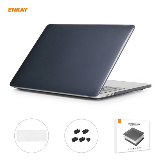 ENKAY 3 in 1 Crystal Laptop Protective Case + US Version TPU Keyboard Film + Anti-dust Plugs Set for MacBook Pro 15.4 inch A1707 & A1990 (with Touch Bar)(Black) - MacBook Pro Cases by ENKAY | Online Shopping UK | buy2fix