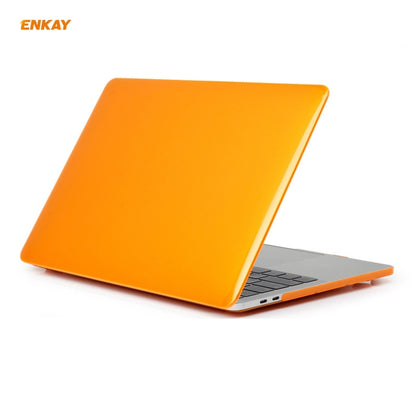 ENKAY 3 in 1  Crystal Laptop Protective Case + EU Version TPU Keyboard Film + Anti-dust Plugs Set for MacBook Pro 15.4 inch A1707 & A1990 (with Touch Bar)(Orange) - MacBook Pro Cases by ENKAY | Online Shopping UK | buy2fix