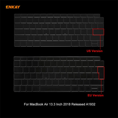 For MacBook Air 13.3 inch A1932 2018 ENKAY 3 in 1 Crystal Laptop Protective Case and EU Version TPU Keyboard Film and Anti-dust Plugs Set(Dark Blue) - MacBook Air Cases by ENKAY | Online Shopping UK | buy2fix