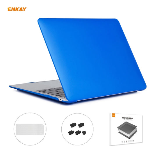 ENKAY 3 in 1 Matte Laptop Protective Case + EU Version TPU Keyboard Film + Anti-dust Plugs Set for MacBook Air 13.3 inch A2179 & A2337 (2020)(Dark Blue) - MacBook Pro Cases by ENKAY | Online Shopping UK | buy2fix