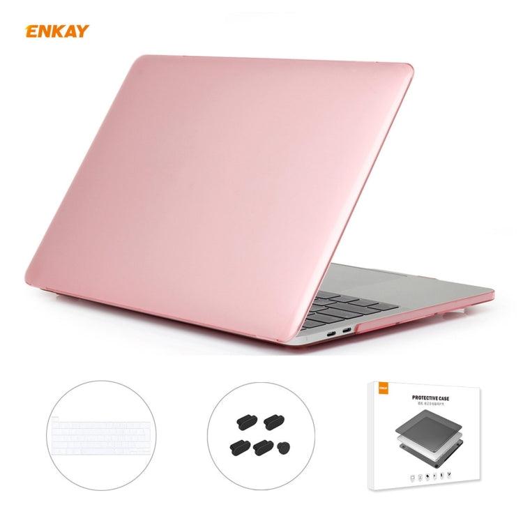 ENKAY 3 in 1 Crystal Laptop Protective Case + EU Version TPU Keyboard Film + Anti-dust Plugs Set for MacBook Pro 13.3 inch A2251 & A2289 & A2338 (with Touch Bar)(Pink) - MacBook Pro Cases by ENKAY | Online Shopping UK | buy2fix