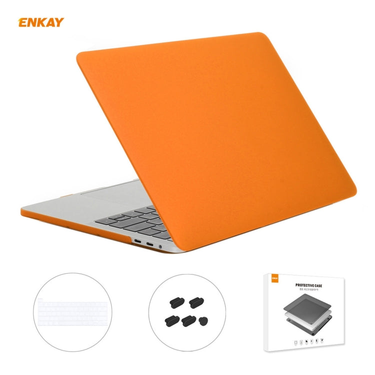 ENKAY 3 in 1 Matte Laptop Protective Case + US Version TPU Keyboard Film + Anti-dust Plugs Set for MacBook Pro 16 inch A2141 (with Touch Bar)(Orange) - MacBook Pro Cases by ENKAY | Online Shopping UK | buy2fix