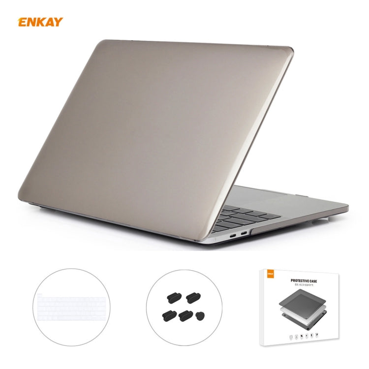 ENKAY 3 in 1 Crystal Laptop Protective Case + EU Version TPU Keyboard Film + Anti-dust Plugs Set for MacBook Pro 16 inch A2141 (with Touch Bar)(Grey) - MacBook Pro Cases by ENKAY | Online Shopping UK | buy2fix