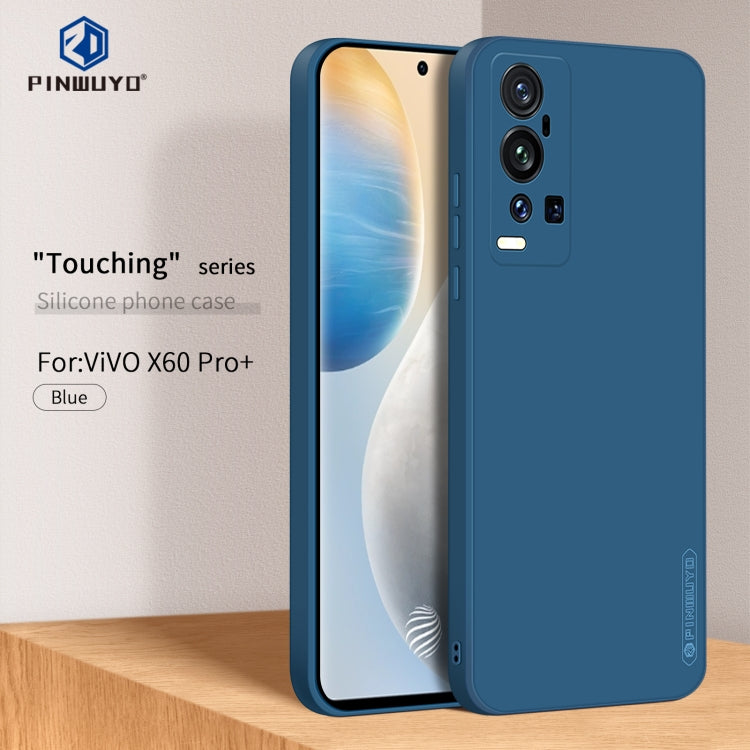 For vivo X60 Pro+ PINWUYO Touching Series Liquid Silicone TPU Shockproof Case(Blue) - OPPO Cases by PINWUYO | Online Shopping UK | buy2fix