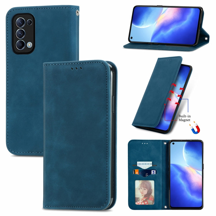 For OPPO Reno 5 5G /Find X3 Lite Retro Skin Feel Business Magnetic Horizontal Flip Leather Case With Holder & Card Slots & Wallet & Photo Frame(Blue) - OPPO Cases by buy2fix | Online Shopping UK | buy2fix