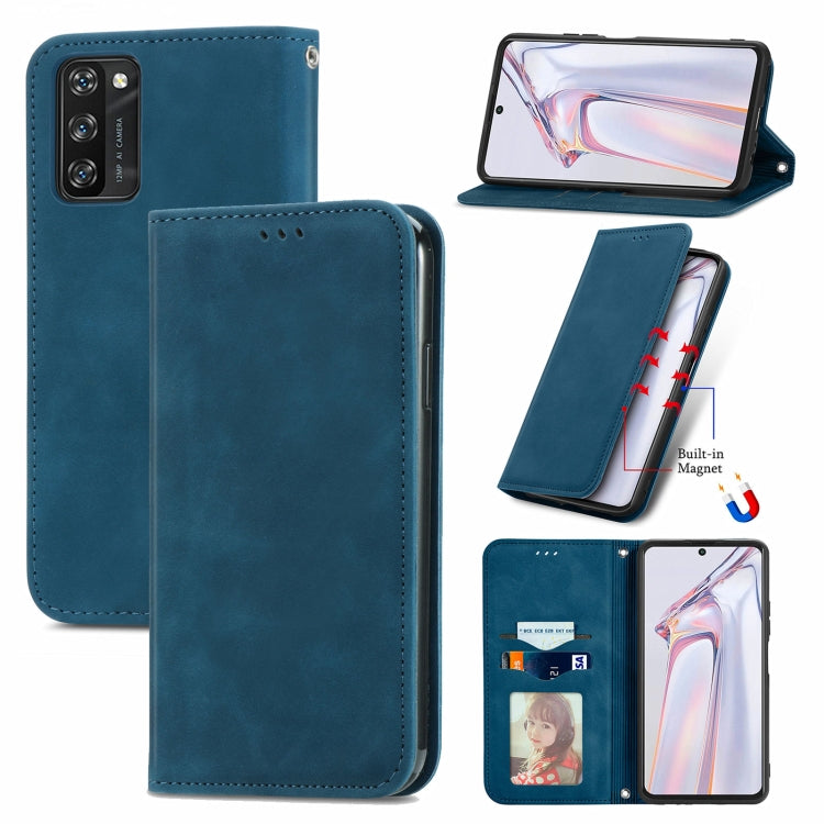 For Blackview A100 Retro Skin Feel Business Magnetic Horizontal Flip Leather Case with Holder & Card Slots & Wallet & Photo Frame(Blue) - More Brand by buy2fix | Online Shopping UK | buy2fix