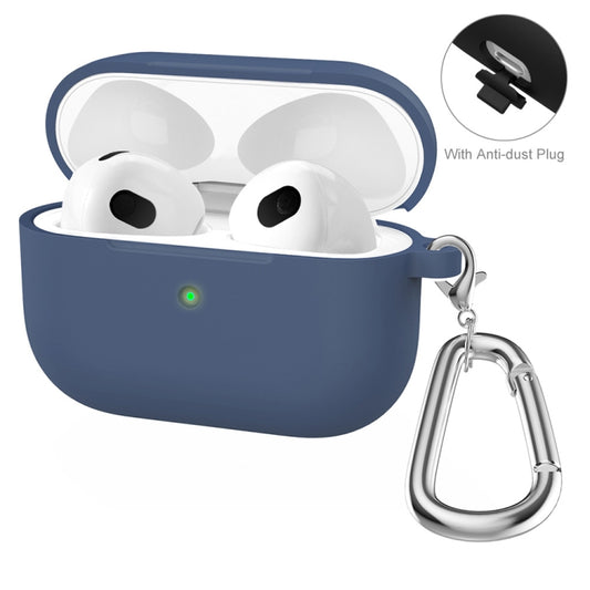 ENKAY Hat-Prince Thickened Silicone Protective Case Shock-Absorbing Cover with Keychain for Apple AirPods 3(Dark Blue) - For AirPods 3 by ENKAY | Online Shopping UK | buy2fix