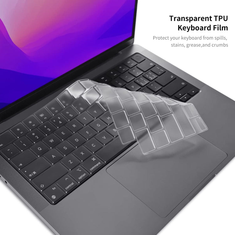 ENKAY Hat-Prince 3 in 1 Matte Laptop Protective Case + TPU Keyboard Film + Anti-dust Plugs Set for MacBook Pro 14.2 inch A2442 2021/A2779 2023, Version:EU Version(Grey) - MacBook Pro Cases by ENKAY | Online Shopping UK | buy2fix