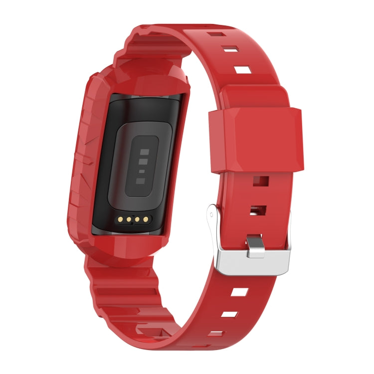 For Fitbit Charge 3 SE Silicone One Body Armor Watch Band(Red) - Watch Bands by buy2fix | Online Shopping UK | buy2fix