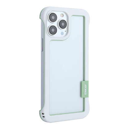 For iPhone 13 Pro ENKAY Frameless Hollow PC Case + Glass Film (White) - iPhone 13 Pro Cases by ENKAY | Online Shopping UK | buy2fix