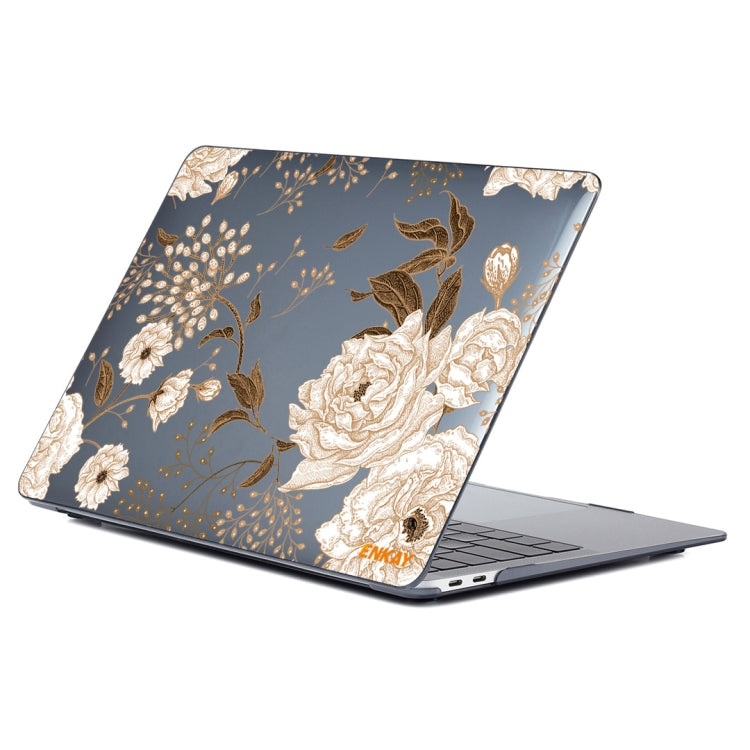 ENKAY Vintage Pattern Series Laotop Protective Crystal Case For MacBook Pro 16 inch A2141(Golden Peony) - MacBook Pro Cases by ENKAY | Online Shopping UK | buy2fix