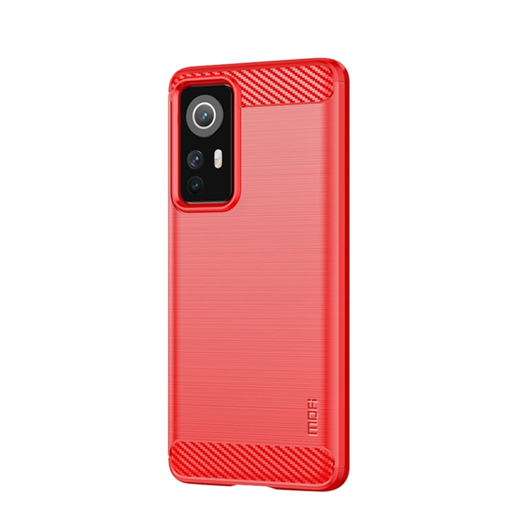 For Xiaomi 12 / 12X MOFI Gentleness Brushed Carbon Fiber Soft TPU Case(Red) - Xiaomi Cases by MOFI | Online Shopping UK | buy2fix