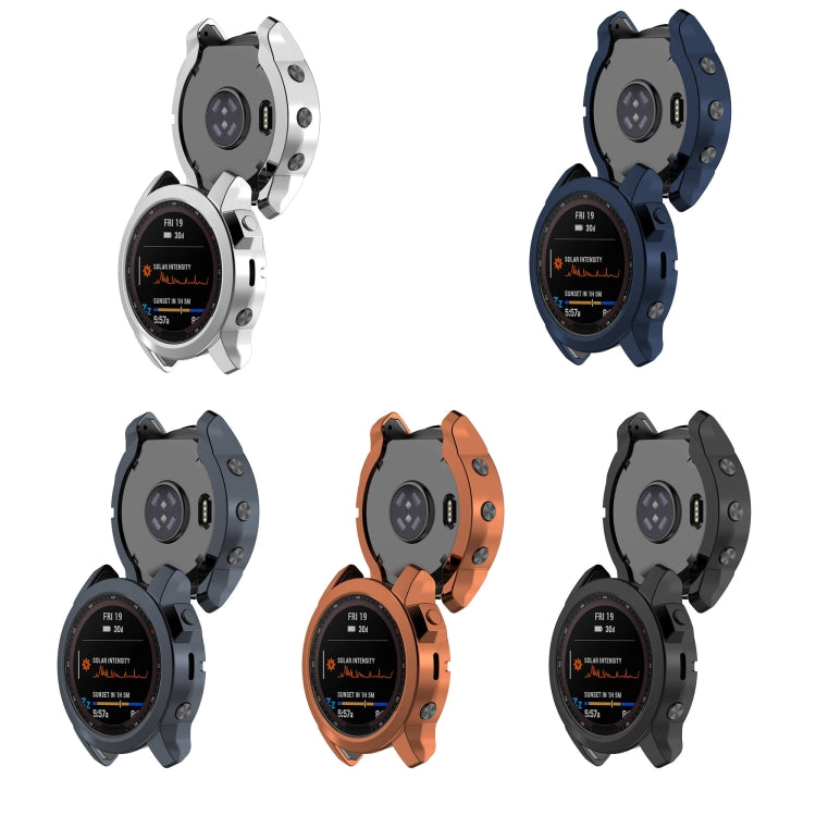 For Garmin Fenix 7S Shockproof TPU Watch Case(Dark Blue) - Watch Cases by buy2fix | Online Shopping UK | buy2fix