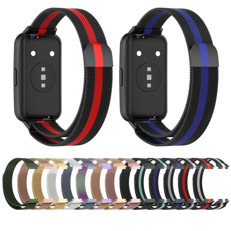 For Huawei Band 7 Milan Magnetic Watch Band(Black+White) - Watch Bands by buy2fix | Online Shopping UK | buy2fix