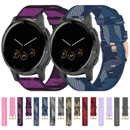 For Garmin Vivoactive 4S 18mm Nylon Woven Watch Band(Purple) - Watch Bands by buy2fix | Online Shopping UK | buy2fix