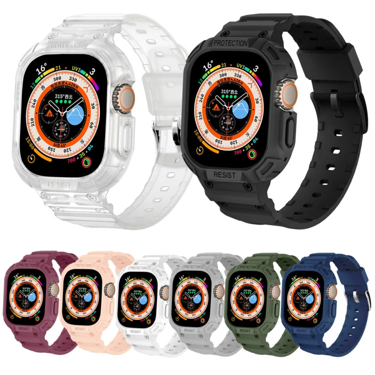 For Apple Watch Ultra 49mm JUNSUNMAY Integrated TPU Case Adjustable Elastic Watch Band(Transparent) - Watch Bands by JUNSUNMAY | Online Shopping UK | buy2fix