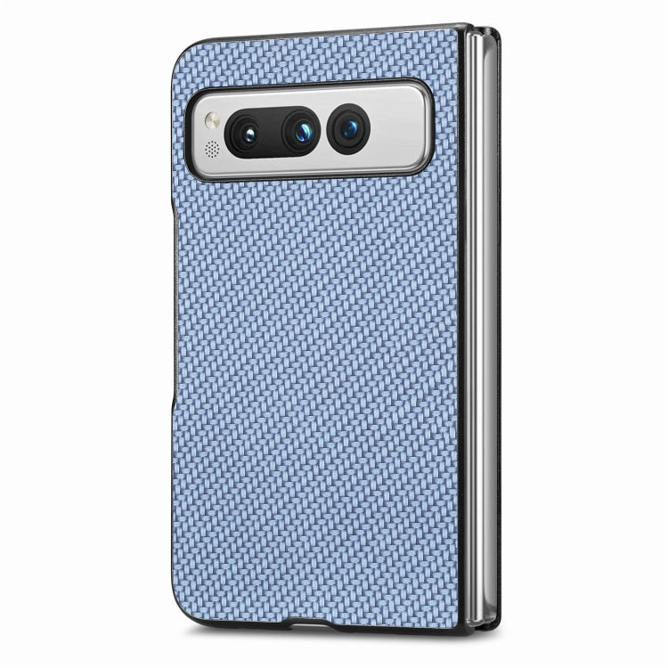 For Google Pixel Fold Carbon Fiber Texture Leather Back Cover Phone Case(Blue) - Google Cases by buy2fix | Online Shopping UK | buy2fix