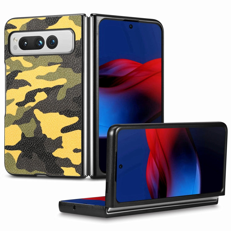 For Google Pixel Fold Camouflage Leather Back Cover Phone Case(Yellow) - Google Cases by buy2fix | Online Shopping UK | buy2fix