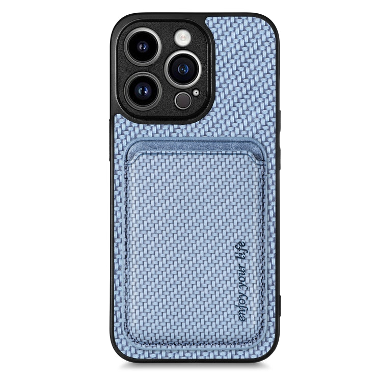 For iPhone 13 Pro Carbon Fiber Leather Card Magsafe Magnetic Phone Case(Blue) - iPhone 13 Pro Cases by buy2fix | Online Shopping UK | buy2fix