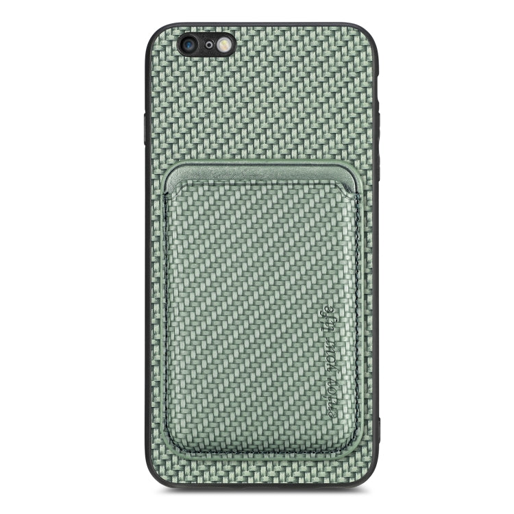 For iPhone 6 / 6s Carbon Fiber Leather Card Magsafe Magnetic Phone Case(Green) - More iPhone Cases by buy2fix | Online Shopping UK | buy2fix