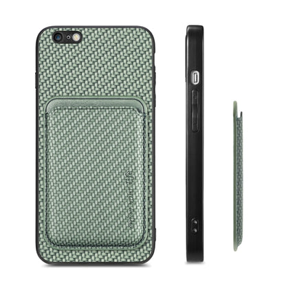 For iPhone 6 / 6s Carbon Fiber Leather Card Magsafe Magnetic Phone Case(Green) - More iPhone Cases by buy2fix | Online Shopping UK | buy2fix