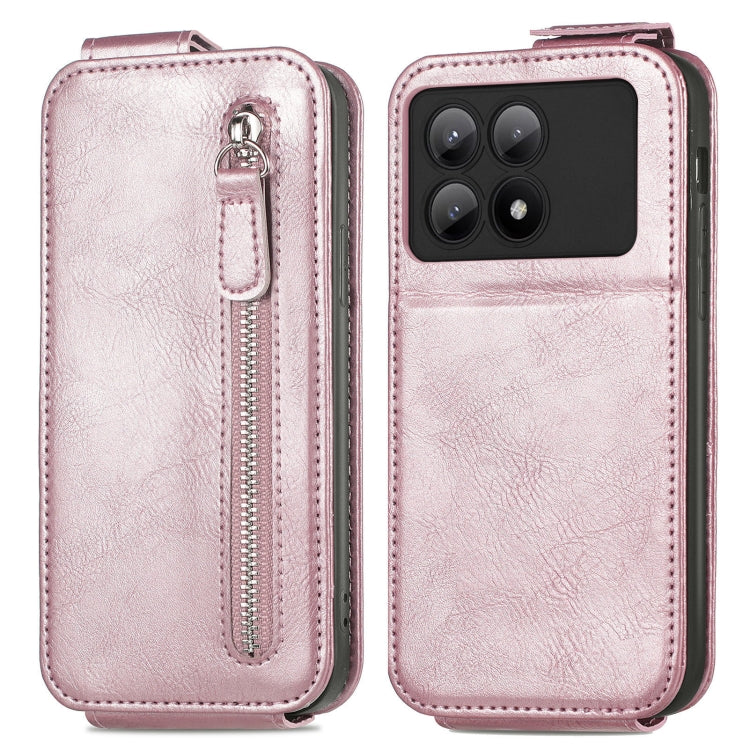 For Xiaomi Redmi K70E Zipper Wallet Vertical Flip Leather Phone Case(Pink) - K70E Cases by buy2fix | Online Shopping UK | buy2fix