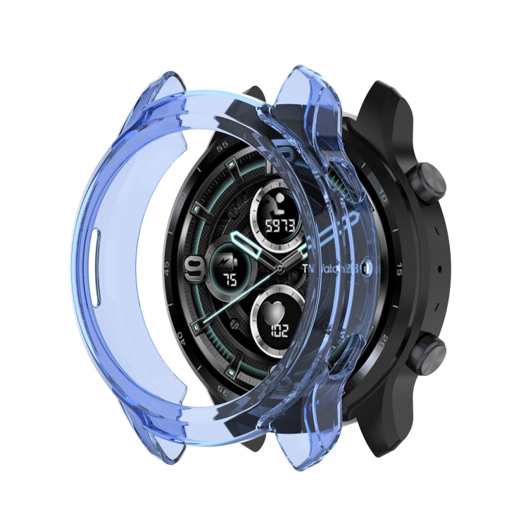 For Ticwatch Pro 3 Ultra GPS TPU Color Transparent Half Wrapped Protective Shell(Transparent Blue) - Watch Case by buy2fix | Online Shopping UK | buy2fix