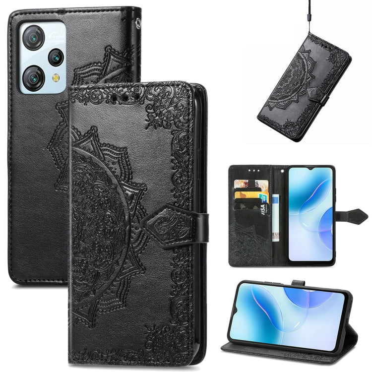 For Blackview A53 Mandala Flower Embossed Leather Phone Case(Black) - More Brand by buy2fix | Online Shopping UK | buy2fix