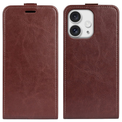 For iPhone 16 Pro R64 Texture Single Vertical Flip Leather Phone Case(Brown) - iPhone 16 Pro Cases by buy2fix | Online Shopping UK | buy2fix