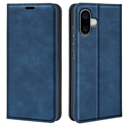 For iPhone 16 Plus Retro-skin  Magnetic Suction Leather Phone Case(Dark Blue) - iPhone 16 Plus Cases by buy2fix | Online Shopping UK | buy2fix