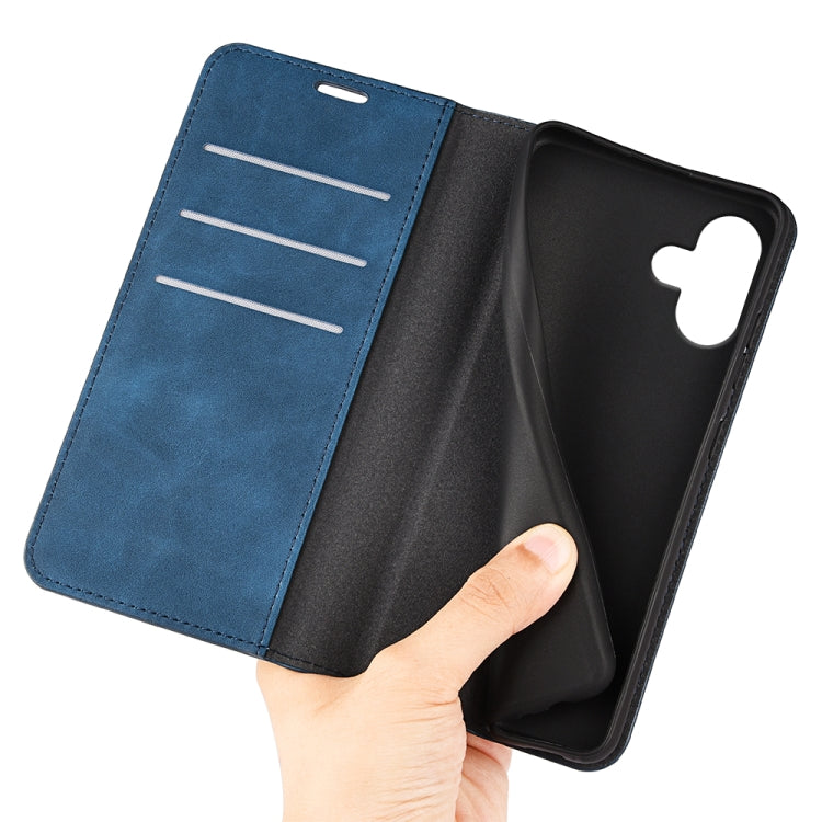 For iPhone 16 Plus Retro-skin  Magnetic Suction Leather Phone Case(Dark Blue) - iPhone 16 Plus Cases by buy2fix | Online Shopping UK | buy2fix