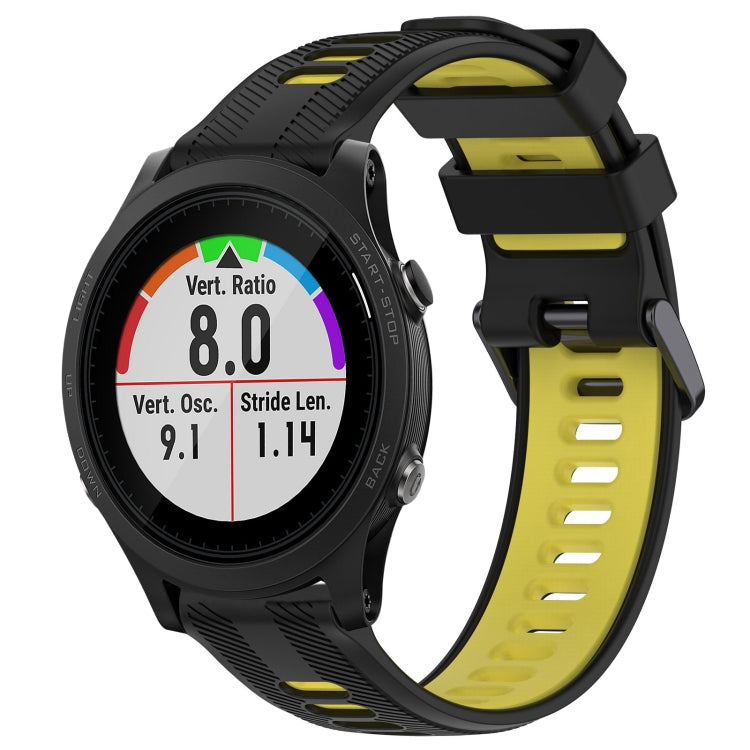 For Garmin Forerunner 935 Sports Two-Color Silicone Watch Band(Black+Yellow) - Watch Bands by buy2fix | Online Shopping UK | buy2fix