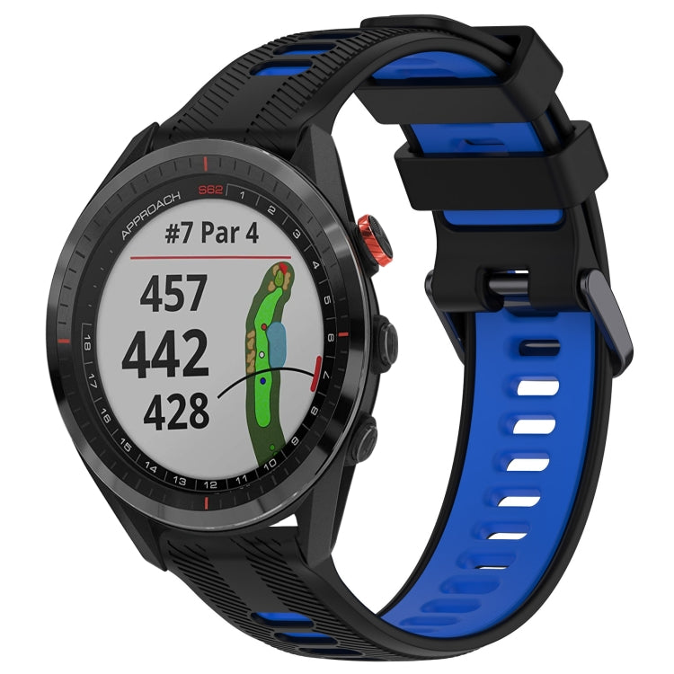 For Garmin Approach S62 Sports Two-Color Silicone Watch Band(Black+Blue) - Watch Bands by buy2fix | Online Shopping UK | buy2fix