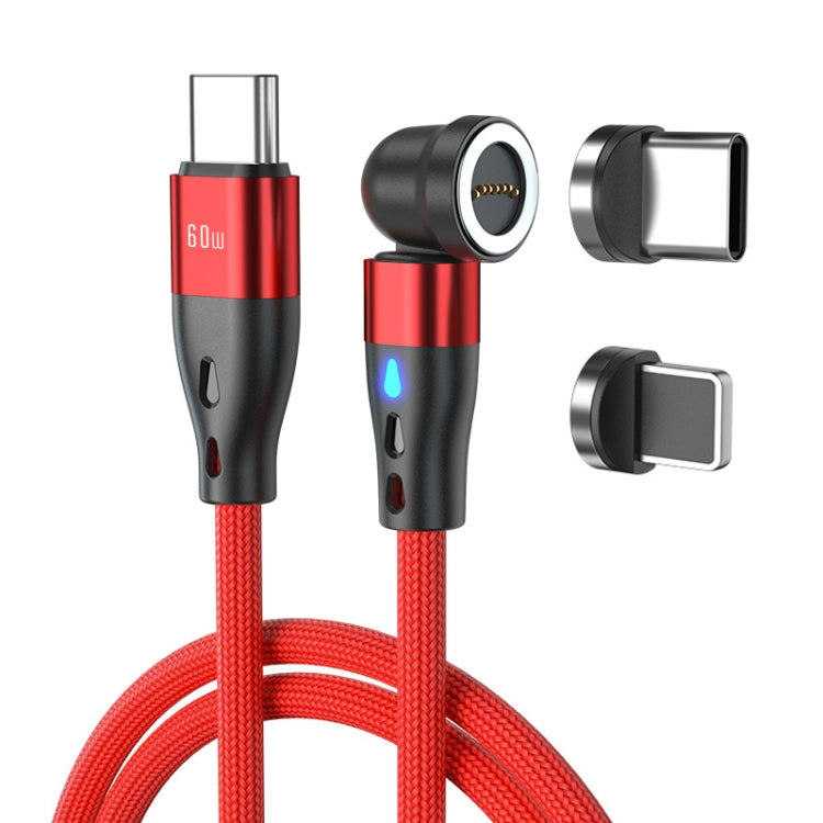 ENKAY PD60W Type-C to Type-C / 8 Pin Magnetic 540 Degrees Rotating Fast Charging Cable, Length:1m(Red) - Charging Cable & Head by ENKAY | Online Shopping UK | buy2fix