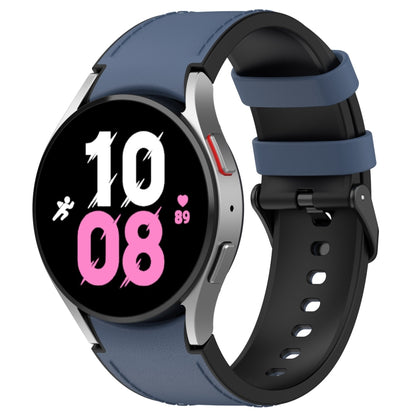 For Samsung Galaxy Watch 6 Silicone Leather Black Buckle Watch Band(Midnight Blue) - Watch Bands by buy2fix | Online Shopping UK | buy2fix