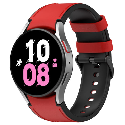 For Samsung Galaxy Watch 6 Silicone Leather Black Buckle Watch Band(Red) - Watch Bands by buy2fix | Online Shopping UK | buy2fix