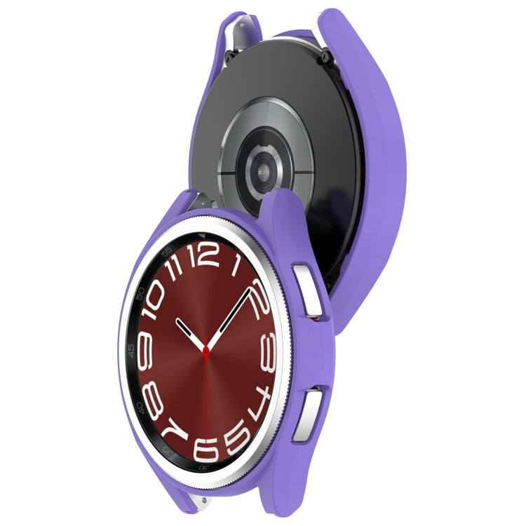 For Samsung Galaxy Watch 6 Classic 43mm Half Coverage Hollow PC Watch Protective Case(Purple) - Watch Cases by buy2fix | Online Shopping UK | buy2fix