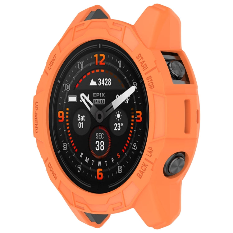 For Garmin Epix Pro / Epix Pro Gen 2 47mm / Fenix 7 / 7 Pro Armored TPU Half Wrapped Watch Protective Case(Orange) - Watch Cases by buy2fix | Online Shopping UK | buy2fix