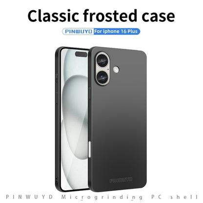 For iPhone 16 Plus PINWUYO Micro-Frosted PC Ultra-thin Hard Phone Case with Magsafe Magnetic Ring(Black) - iPhone 16 Plus Cases by PINWUYO | Online Shopping UK | buy2fix