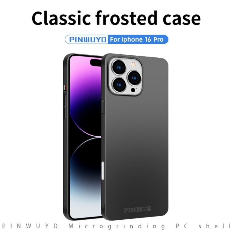 For iPhone 16 Pro PINWUYO Micro-Frosted PC Ultra-thin Hard Phone Case with Magsafe Magnetic Ring(Black) - iPhone 16 Pro Cases by PINWUYO | Online Shopping UK | buy2fix