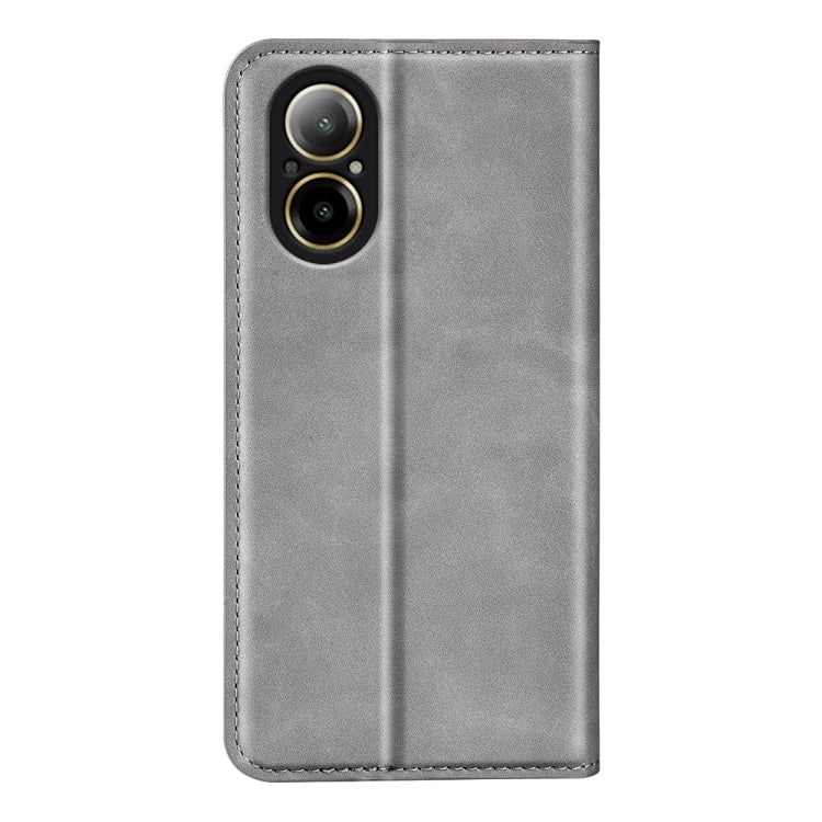 For Realme C67 4G Retro-skin Magnetic Suction Leather Phone Case(Grey) - C67 Cases by buy2fix | Online Shopping UK | buy2fix