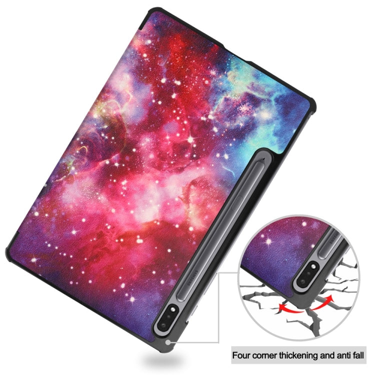 For Samsung Galaxy Tab S9 JUNSUNMAY Custer Painted 3-Fold Stand Leather Smart Tablet Case(Graffiti) - Galaxy Tab S9 Cases by JUNSUNMAY | Online Shopping UK | buy2fix