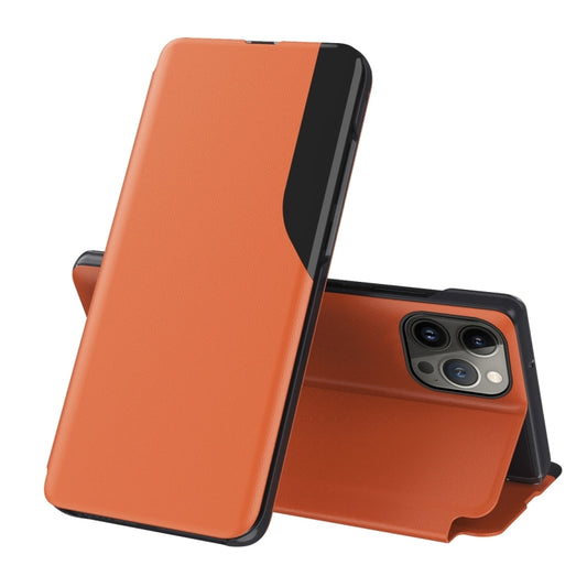 For iPhone 16 Pro Side Display Flip Leather Phone Case(Orange) - More iPhone Cases by buy2fix | Online Shopping UK | buy2fix