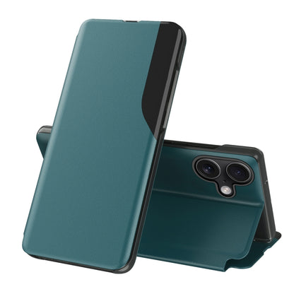 For iPhone 16 Side Display Flip Leather Phone Case(Green) - More iPhone Cases by buy2fix | Online Shopping UK | buy2fix